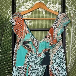 Bisou Bisou Mixed Print Ruffle Dress